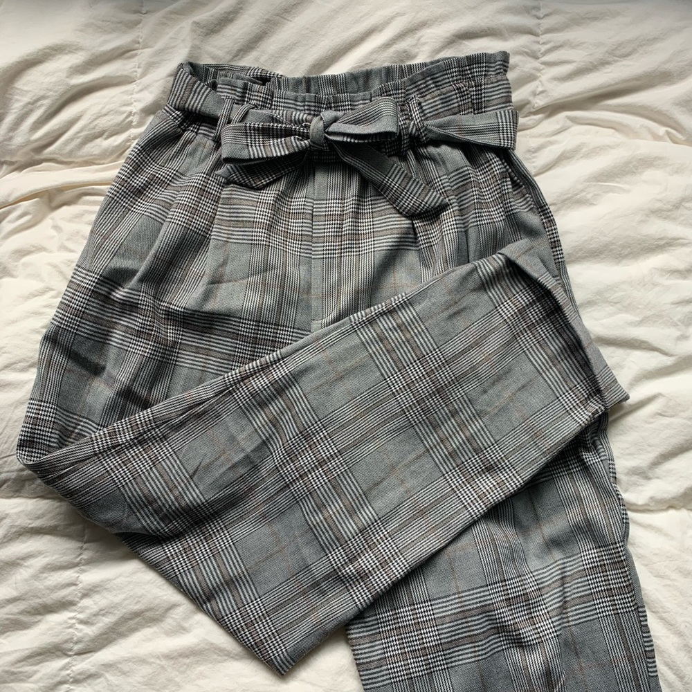 paper bag pants in plaid